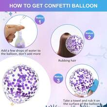 51个/套 美人鱼主题派对气球，10/12英寸紫色、粉色、蓝色乳胶气球，带彩纸屑，适合女孩、儿童、美人鱼主题生日、婚礼、婴儿派对 - 彩色 - 查看 3