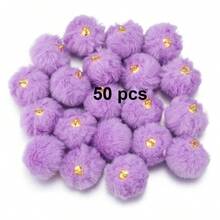 20/50 件可爱人造毛皮绒球珠，蓬松吊坠工艺珠，带铆钉细节和大孔，适合 DIY 珠宝制作、耳环、发饰和钥匙扣，可作为节日礼物赠送给家人和朋友 - 彩色 - 查看 37