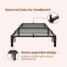 Twin Bed Frame, 6" High Platform Bed Frame, Heavy Duty Steel Slat Support Twin Size With Storage Space, Support Up To 800 LBS, No Screws Needed, Easy Assembly - black 8 inch - View 3