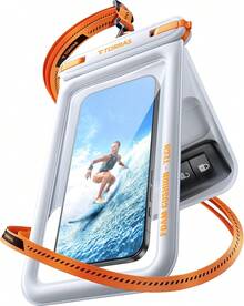 Funda Impermeable IP68 para Teléfono con Doble Espacio, Flotante y Cordón, Bolsa Seca para Viajes y Cruceros - Blanco - Ver 2