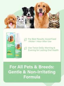 GJYC PET 2 液体盎司薄荷味宠物口腔喷雾，适用于犬猫，清新口气，护理牙齿，无酒精配方，每日使用