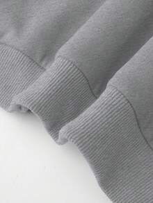 Customized Plus Size Women's Fleece Crew Neck Sweatshirt, Customize With Friend/Couple/Pet/Sister/Selfie/Family Photos, Customize Your Text/Name/Blessing, Customize Plus Size Fleece Sweatshirt, Warm & Thick Casual Hoodie, Halloween Gift, Christmas Gift, Surprise Gift, Birthday Gift, Wedding Gift, Group Uniform Customization, Best Friend Gift, Anniversary Gift, Valentine's Day Gift, Gift For Her, Women's Casual Top - Light Grey - View 6
