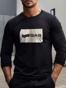 Men's Long Sleeve T-Shirt With Round Neck Design, Lightweight And Breathable Fabric, Suitable For All Seasons. It Features A Fun And Vintage-Inspired Distressed Letter Print Pattern, Versatile For Various Occasions: Commuting, Weekend Hiking, Intense Workout, Campus Casual Wear, Or Relaxing At Home - Multicolor - View 3