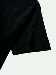 Camiseta Casual de Mujer con Estampado-Suave, Cuello Redondo, Manga Corta  Liso    Casual    Diario - Negro - Ver 3