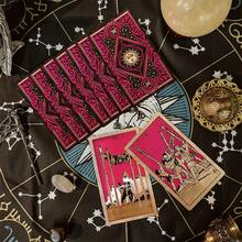 1pc-4.72x2.76-Inch 80 Large Red-Eye Gold Foil Tarot Cards, Suitable For Adults - Elegant Floral And Geometric Designs, Durable Plastic Material, Perfect For Outdoor Parties, Events And Tarot Card Reading, Party Accessories, Complex Patterns - Multicolor - View 3