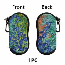 1pc Retro Flowers Printing Eyewear Cases Cover Sunglasses Case Sunflower Chrysanthemum Glasses Box With Zipper Portable Eyeglass Cases