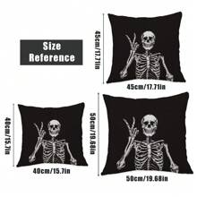 MEMNUN 4 件 17.7*17.7 英寸(45*45厘米)/19.69*19.69 英寸(50*50厘米)/15.75*15.75 英寸(40*40厘米) 骷髅手势抱枕套 [单面印花] [无枕芯]，采用桃色天鹅绒面料制成，适合万圣节氛围、家居装饰、表达爱意、礼物、派对、卧室、客厅、沙发、艺术、奢华