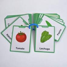 Lachilly Tarjetas didácticas para aprender vocabulario en español, tarjetas de aprendizaje de vocabulario para niños, palabras de alimentos, animales, partes del Body, frutas, verduras, tarjetas cognitivas educativas para preescolar y jardín de infantes, herramientas de aprendizaje de idiomas, recursos y materiales de aprendizaje para el hogar y el aula