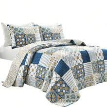 LUSH DECOR Monique Quilt Charcoal 3Pc Set King Halloween-Fall Decor-Room Decor - Navy/Mustard - View 6