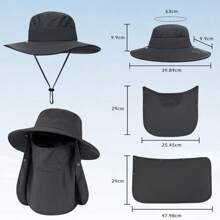 Sombrero de Sol para Hombre, Gorro Pescador Ajustable con Protección UPF 50+, Sombrero con Asa Ancha y Máscara Desmontable para Cara y Cuello,Sombrero de Pesca, Gorra para Sol con Protección Solar UPF 50 Gorro de Pesca con Cubierta Facial Extraíble y Solapa para Cuello, Sombrero Tipo Pescador de Ala Ancha para Pesca Senderismo Hombre Mujer - Beis - Ver 10