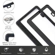 闪亮车牌框，水晶水钻不锈钢女士车牌框，钻石汽车外观装饰，送给她的完美礼物，汽车配件，适用于大多数车型