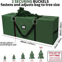 AerWo Bolsa de almacenamiento para árbol de Navidad artificial, tamaño grande, se adapta a árboles de Navidad desarmados de hasta 8 pies, resistente bolsa de árbol de Navidad con asas reforzadas duraderas (50" x 20" x 15") - Verde - Ver 9