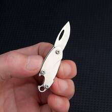 Olive Shape Stainless Steel Folding Knife - Compact Multi-Function EDC Tool With Bottle Opener, Keychain Attachment And Sharp