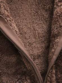 H HIBOBI Plush Warm 3D Bear Ear Hooded Jumpsuit With Hand And Foot Cover, Gender Neutral, Winter (Detachable Hood Liner)