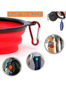 Portable Pet Travel Bowl - Collapsible Dog & Cat Food/Water Dish With Carabiner (1-Piece) - 隨機顏色 - 查看 3