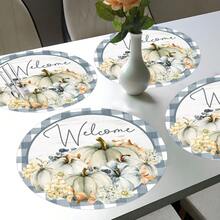 2 piezas/4 piezas/6 piezas Manteles individuales de diatomita con estampado de calabaza, decoración del hogar, decoración de Acción de Gracias, regalo de Acción de Gracias, adecuado para mesa de comedor, bar de café, decoración de temporada, manteles lavables, decoración de habitación, posavasos, alfombrillas de drenaje, manteles individuales de cocina y comedor, decoración de fiesta interior y exterior, decoración del hogar, regalo ideal