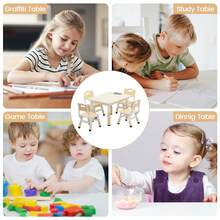 Techigher Kids Table And Chair Set,Toddler Table And Chair Set,Height Adjustable Children Activity Table With Graffiti Desktop,Non-Slip Legs For Ages 2-10,For Daycare Classroom Home - Maple - View 7