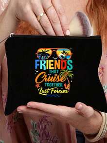 Set de geantă cadou pentru machiaj de călătorie cu tematică de croazieră, geantă de machiaj/toaletă, geantă de machiaj cu fermoar, organizator de toaletă cu fermoar, husă pentru telefon cu fermoar, penar, suport pentru pensule de machiaj, potrivit pentru femei, fete, mame, surori, prietene, pasionate de croazieră, esențială pentru călătorii la facultate, călătorii în vacanță, geantă cosmetică/organizator de machiaj pentru femei