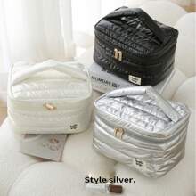 1 pieza Bolsa de cosméticos grande y portátil de patrón de nube suave, bolsa de aseo de alta calidad para llevar en la mano, con estilo bohemio, para vacaciones en la playa, baño, colección de dormitorio, gran capacidad