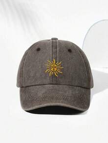 1 peça boné de beisebol ajustável bordado com lavagem solar, chapéu de golfe respirável para homens e mulheres, boné de proteção solar com aba curva da moda para casais unissex Y2K - bordado - Ver 18
