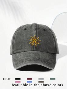 1 peça boné de beisebol ajustável bordado com lavagem solar, chapéu de golfe respirável para homens e mulheres, boné de proteção solar com aba curva da moda para casais unissex Y2K - bordado - Ver 1