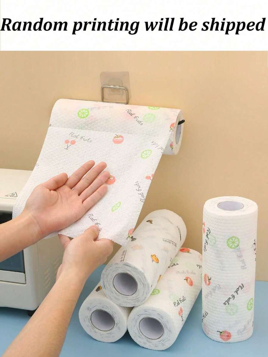 Random Print Large One-Time Soft Cloth, Dual-Use Disposable Cleaning Cloth Suitable For Outdoor Camping, Hiking, Kitchen, Bathroom, Home Cleaning (Random Style Color Pattern), Household Cleaning, Kitchen Cleaning, Party Cleaning - Multicolor - View 1