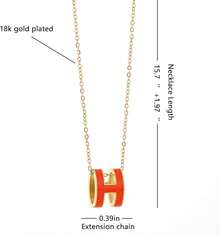 H Necklace For Women18K Gold Plated Classic Letter Design Cute Fashion Necklace Pendant Jewelry Gifts For Women2025 - 橘色 - 查看 9