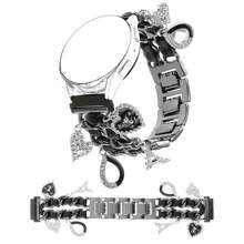 1 件优雅金属表带，带吊坠，兼容三星 Galaxy Watch 7/6/5/4/Active2 Classic（40/44 毫米）、Watch 5 Pro（45 毫米）、Watch 4 Classic（42/46 毫米）、Watch 3（41 毫米）、Watch Active（40 毫米）、Watch 42 毫米链式表带，适合所有 20 毫米宽的智能手表带，配有可调节金属扣（仅限表带） - 彩色 - 查看 24