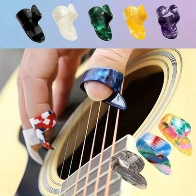 Mixed Color Thumb & Index Finger Pick Set, Thumb Picks For Guitar, Mandolin, Banjo
