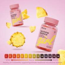 MONTUE Gomitas Premium Feminine Balance - Equilibrio del pH con prebióticos, mezcla de probióticos Lactobacillus y piña hawaiana para reforzar el sistema inmunitario, veganas, 60 gomitas (30) - 30 - Ver 5