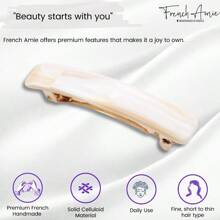 LZFrench Amie Small 2 1 4 Inch Celluloid Handmade Hair Barrette Slip Grip Durable Styling Women Hair Accessories Hair Clip For Girls Made In France Ivory 7402