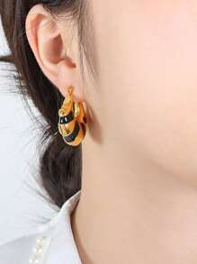 1 Pair 18K Plated Stainless Steel Dopamine Candy Color Segment Dangle Earrings For Women, French Fashionable Ins Style Suitable For Party, Dates, Work