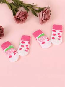 4/8pcs/Pack Random Printed Pet Socks With Cute Pig, Flower, Strawberry And Rabbit Patterns - Multicolor - View 8