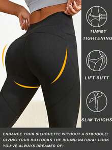 Women's High Waisted Booty Lifting Leggings With Pockets - Sculpting Seamless Tummy Control Gym Yoga Workout Pants, Squat Proof Comfy Athletic Tights For Running Daily Wear