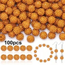 50/100pcs 10mm Handmade Ice Series Crystal Clay Beads - Baseball Sparkle Shamballa Disco Ball Design, Light Blue Fancy Sparkle, For DIY Jewelry Making, Necklace, Christmas Decoration, Crystal Beads, Necklace Bead Accessories, Shiny Bead Design, Handmade Beads