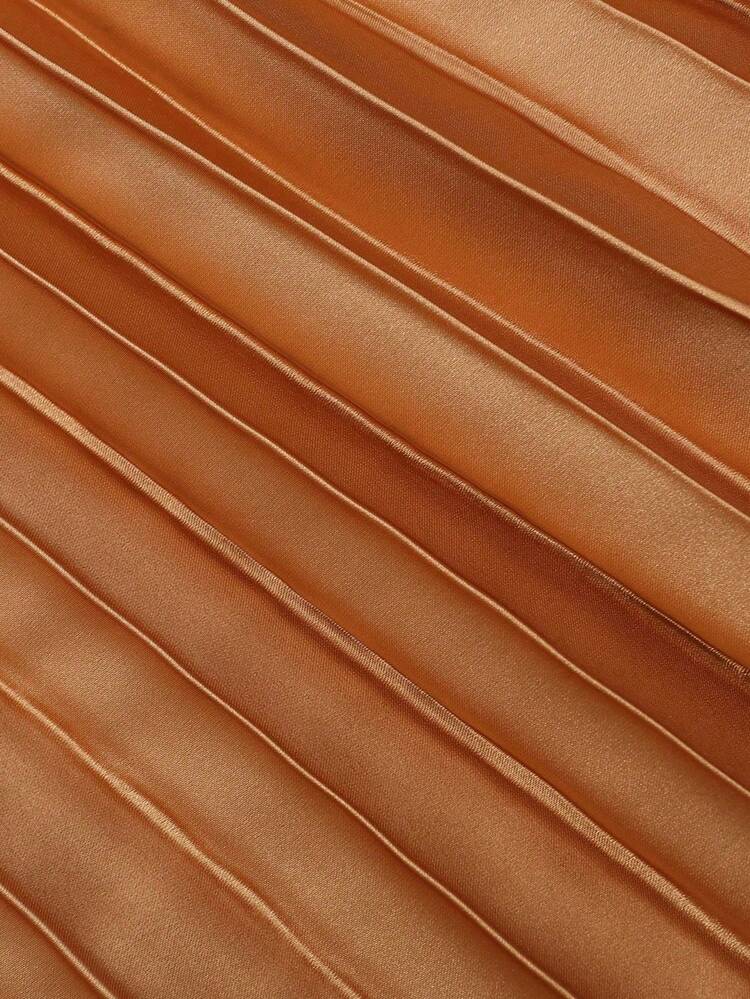 ZIAI Vestido de oficina plisado de cintura alta para mujer, vestido elegante de longitud media (sin cinturón) - Amarillo - Añade 8