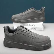 WANWEISI Baskets décontractées rétro pour hommes au printemps, chaussures en canevas polyvalentes à tige basse pour hommes, kaki, gris - Gris - Voir 3