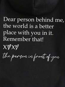 Winter Clothes For WomenINAWLY Women's Slogan Print Hooded Drop Shoulder Sweatshirt Dear Person Behind Me, The World Is A Better Place With You In It Remember That! The Person In Front Of You Graduation,Back To School Fits,Graduation,Teacher Fits For Women,Back To School Pullover Fall FitLoose And Comfortablehoodie Christmas Sweatshirt - Đen 2 - Xem 5