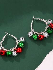 1 Pair Christmas Hoop Earrings, Colorful Bell Earrings, European And American Style Jewelry Accessories - Multicolor - View 4