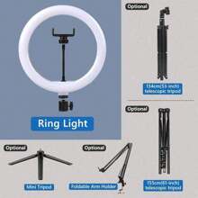 AXNEN Aro de luz de selfie de 10 pulgadas con trípode opcional, luz de relleno de fotografía, lámpara de anillo LED compatible con todos los teléfonos para grabación de video, transmisión en vivo