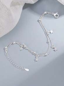 Silver Minimalist Double Layer Star Bracelet Chain Shining Adjustable Bracelet Women's Jewelry Suitable For Daily Wear