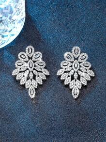 DV JEWELRY 1 对奢华方晶锆石镀铂金吊坠耳环，优雅的女士珠宝礼物，适合约会、婚礼、派对、周年纪念，附赠礼品盒