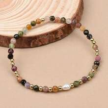 Pulsera elástica de cuentas de cristal natural (perla de agua dulce/aguamarina/aventurina verde/amatista/lapislázuli/cuentas facetadas de cuarzo rosa), ajustable y unisex, regalo de joyería para fiestas y cumpleaños