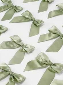 10/20pcs Sage Green Satin Ribbon 3.5" Twist Tie Bows For Treat Bags, Sage Green Satin Ribbon Bows For Gift Wrapping Premade Bows For Crafts, Party Favors, Wedding, Shower Decorations And Party Favors - Green - View 6