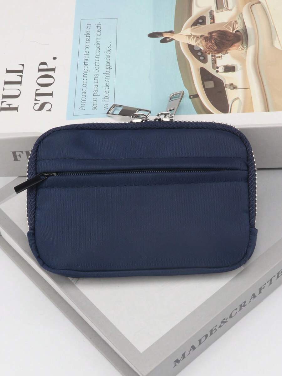 1pc Minimalist Compact Multi-Function Coin Purse, Mini Key Holder, Product Size: 11.5cm*7.5cm*2cm - Navy Blue - View 1