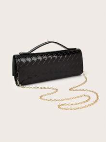 Fashionable Shiny Crocodile Pattern Handbag, Luxury Women's New Party Bag Clutch, Exquisite Long Prom Bag With Hardware Pendant, Suitable For Women To Match With Gorgeous Banquet Dresses, Suitable For Summer Parties, Gatherings, Dinners, Weddings - màu đen - Xem 8