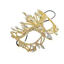 万圣节几何水晶钻面具，镂空闪亮水钻脸部饰品，适合化妆舞会