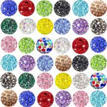 50/100pcs 10mm Handmade Ice Series Crystal Clay Beads - Baseball Sparkle Shamballa Disco Ball Design, Light Blue Fancy Sparkle, For DIY Jewelry Making, Necklace, Christmas Decoration, Crystal Beads, Necklace Bead Accessories, Shiny Bead Design, Handmade Beads
