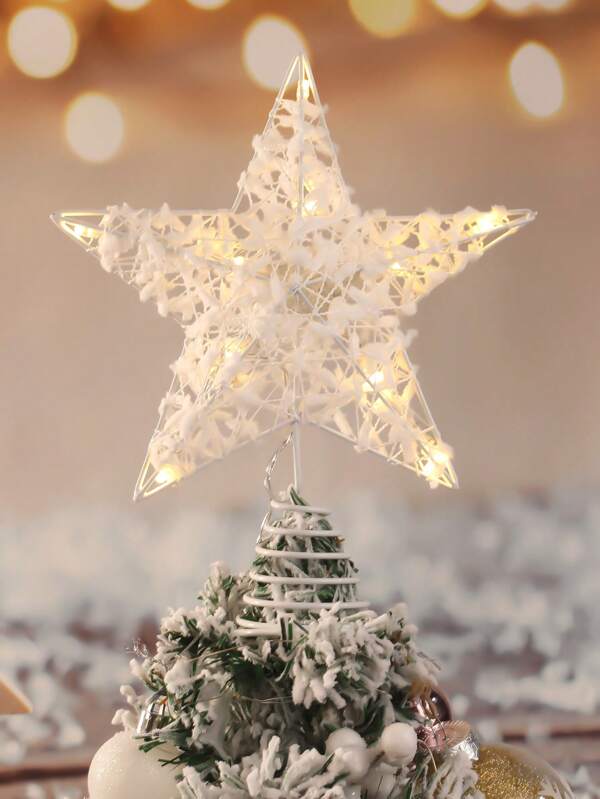 1pc, 25cm Christmas Tree Topper Star Decoration Light, Christmas Tree LED Light, Glowing Christmas Tree Topper Decor, Five-Pointed Star Tree Topper Light, For Christmas Tree Scene Decoration, Home Decor, Room Decor, Bedroom Decor, New Year Decor, Outdoor Decor, Holiday Party Decor, Christmas Party Supplies Christmas Decorations Winter