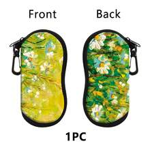 1pc Retro Flowers Printing Eyewear Cases Cover Sunglasses Case Sunflower Chrysanthemum Glasses Box With Zipper Portable Eyeglass Cases